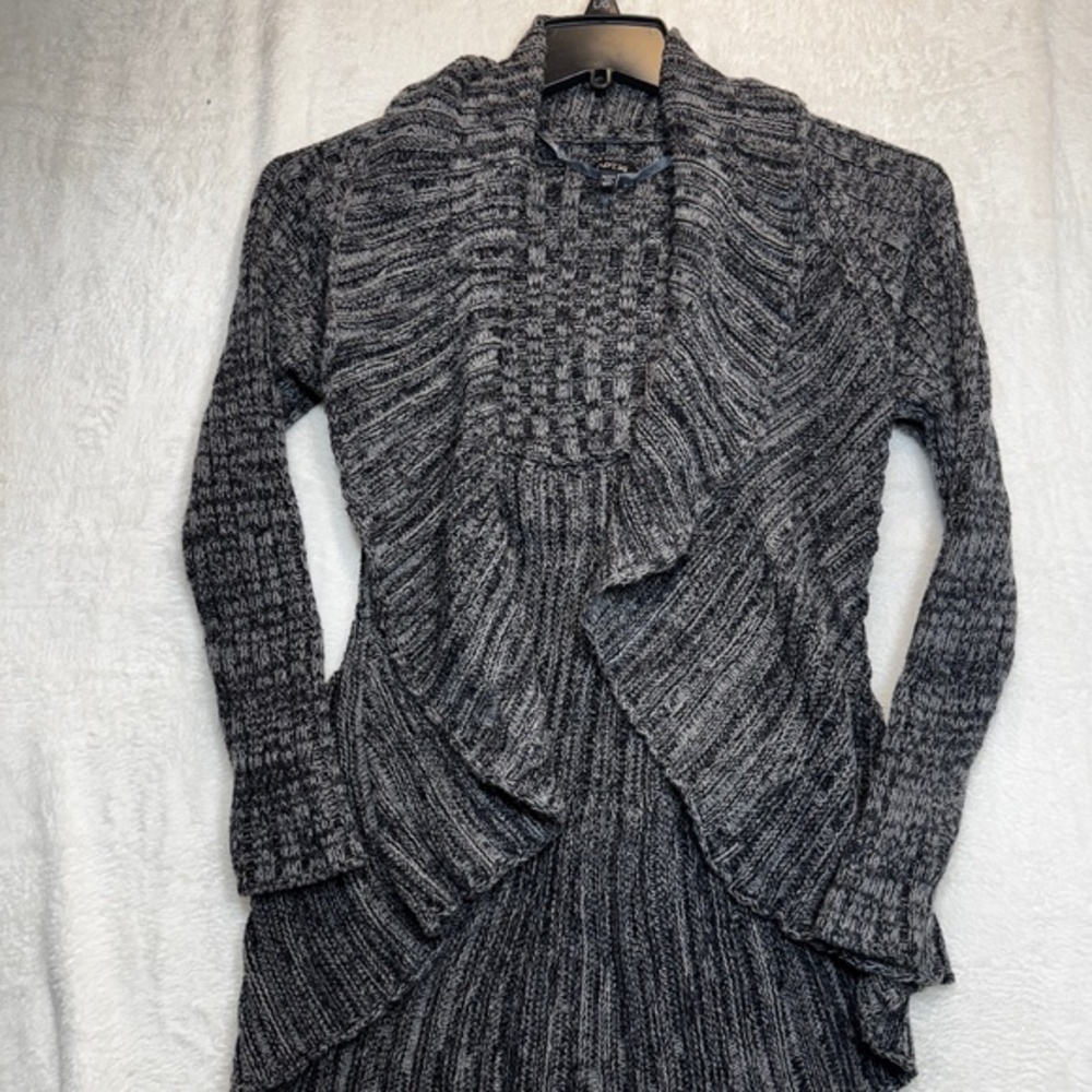 Apt 9 Cardigan Wonens Petite Size Small Grey Heathered Knit Waterfall Open